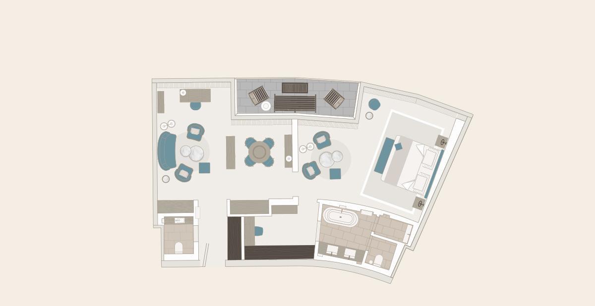 เดอะ ฟงต์แน Hotel ฮัมบูร์ก ห้อง รูปภาพ Floorplan of a typical suite